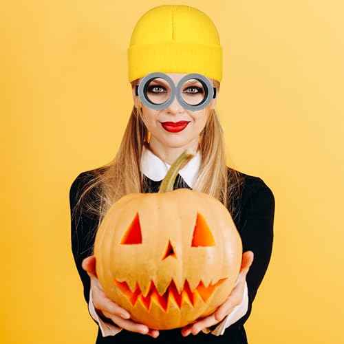 MEEZY Yellow Cosplay Costume Accessories Adult, Yellow Beanie Goggles Gloves for Adults Men Women Halloween Costumes