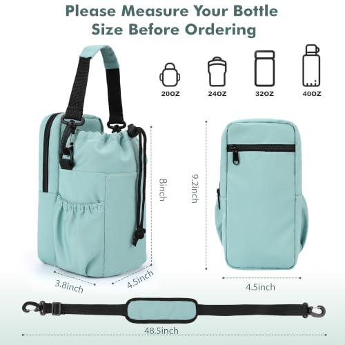 Water Bottle Holder with Strap - Turquoise 32/40oz Insulated Sling Bag for Hiking & Outdoors