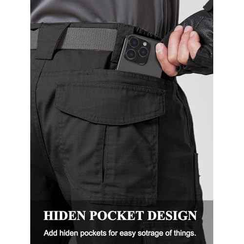 Mens Work Pants Cargo Tactical Construction for Men Ripstop Waterproof Lightweight Outdoor Hiking with Pockets