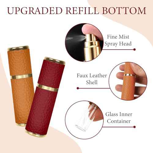 LUEXBOX 7 Pack Portable Perfume Bottle for Travel, Mini Refillable Perfume Dispenser, 5ml Faux Leather Leak Proof Perfume Atomizers Bottles Sprayer for Pocket Perfume