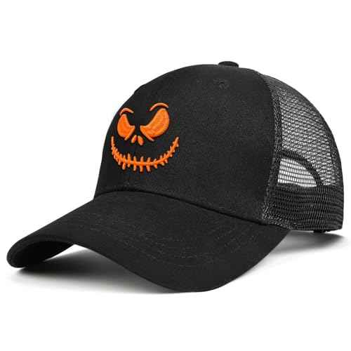 Halloween Hat, Baseball Cap for Men Women,Black Trucker Hats Adjustable