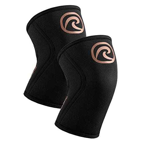 Rehband 5mm Knee Sleeves for Functional Training, Cross-Training & Powerlifting, Weightlifting Knee Support made of Neoprene, Unisex, Colour:Copper/Black - 1 Pair, Size:Small