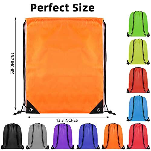 GoodtoU 40 Pack Drawstring Backpacks Bulk - Waterproof Nylon Cinch Bags for School, Gym, Homeless Care Packages (10 Colors) - Lightweight Reusable Sports Sack for Kids & Adults