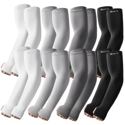 Arm Sleeves with Thumb Hole for Sun Protection UV Cooling Outdoor - Medium, 8 Pack