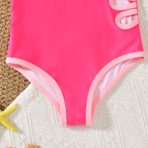 Toddler Girl One Piece Swimsuit with Cover Up Skirt - Rose Red 3-4T