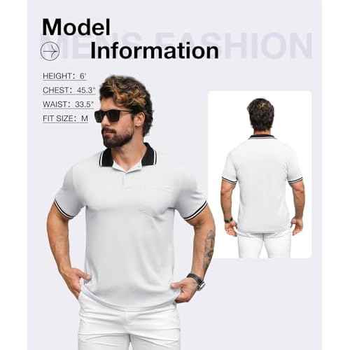 ZITY Mens Polo Shirts Casual Short Sleeve Athletic T-Shirts Classic Contrast Collar Shirt with Pocket
