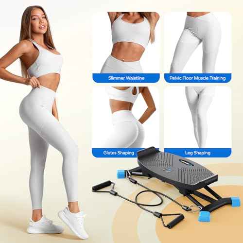 MERACH Balance Board for adults, Wobble Board with Resistance Bands, Portable Wiggle Balance Trainer Featuring LCD Monitor, 300 lbs Capacity Ski Slide Rock Stepper for Full Body Workout at home gym