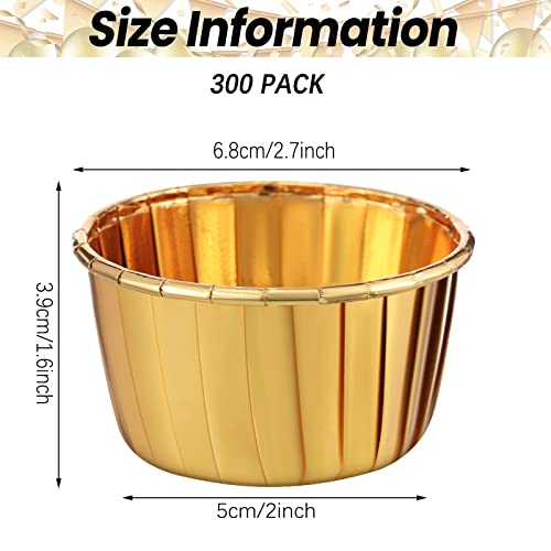 Gold Cupcake Liners 300 Pack Disposable Foil Baking Cups - Bulk Bakeware