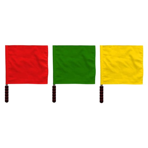 3pcs Referee Stainless Steel Hand Flags Field Official Sports Training Flag for Soccer Volleyball Football Track Red Green Yellow