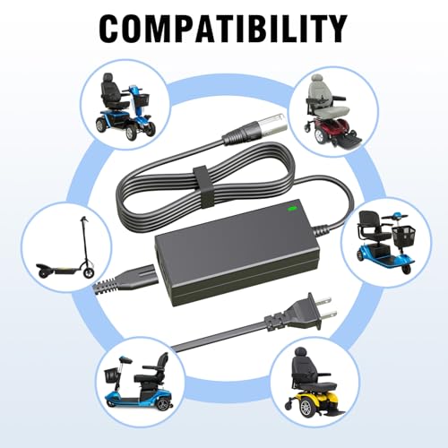 24V 2A XLR Power Charger for Mobility Wheelchairs and Scooters