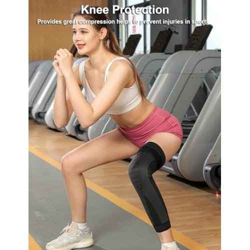 2 Pack Knee Wraps for Pain Relief Women Men, Knee Compression Sleeve for Men Women, Compression Knee Brace for Arthritis Pain and Support (Black, Large)