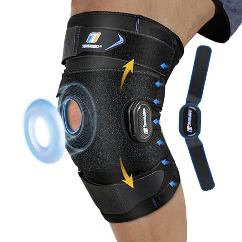 Heavy Duty Hinged Knee Brace with Side Stabilizers & Open Patella Gel Pad - Large, Black
