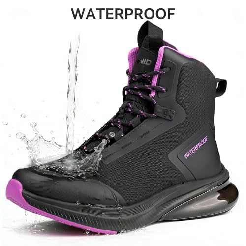 Women's Tactical Work Boots EMT EMS Motorcycle Boots - Black Purple 8.5