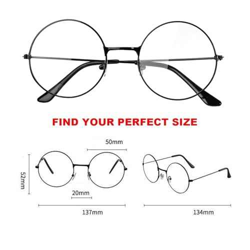 2 Pack Round Costume Glasses,Cosplay Old Man Costume Glasses Santa Gold Round Glasses, Wizard Wire Glasses for Kids Women Halloween Party