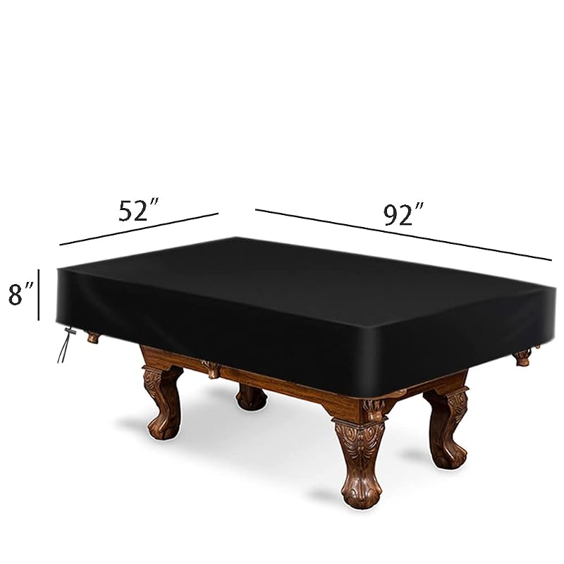 Amberr Black 7FT Pool Table Cover – 92x52x8in Waterproof, Windproof, UV & Scratch Resistant, Outdoor/Indoor