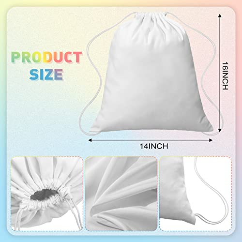 White Cotton Tie Dye Drawstring Bags - 12/6 Pieces