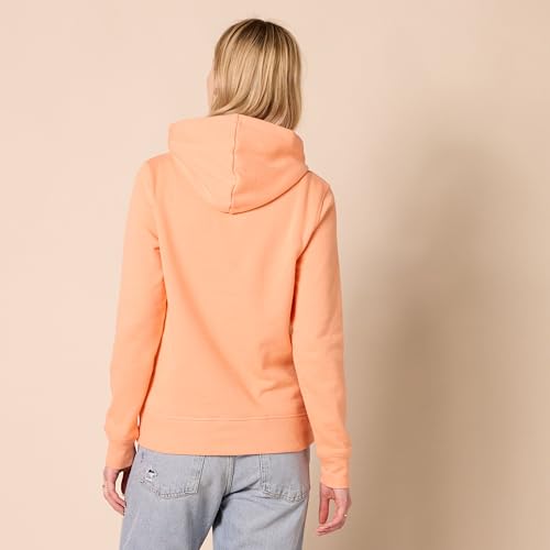Women's Midweight Fleece Pullover Hoodie with Kangaroo Pocket - Small, Melon Orange