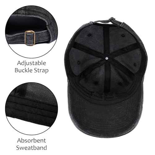 Embroidered Baseball Cap for Women Men Vintage Adjustable Washed Distressed Denim Baseball Hat