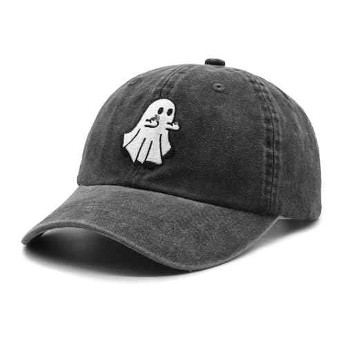 Waldeal Ghost Embroidered Hat, Adjustable Halloween Decorations Spooky Boo Baseball Cap for Men Women