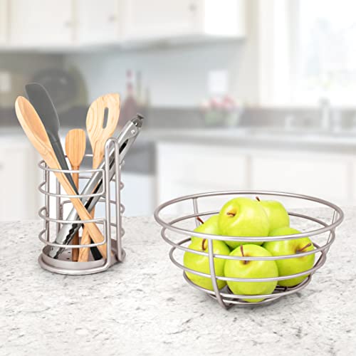 Euro Satin Nickel Fruit Bowl - Open Wire Design for Kitchen Countertop