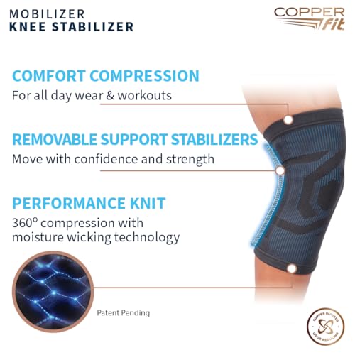 Copper Fit Mobilizer Knee Sleeve L/XL Compression Support Brace for Recovery & Pain Relief