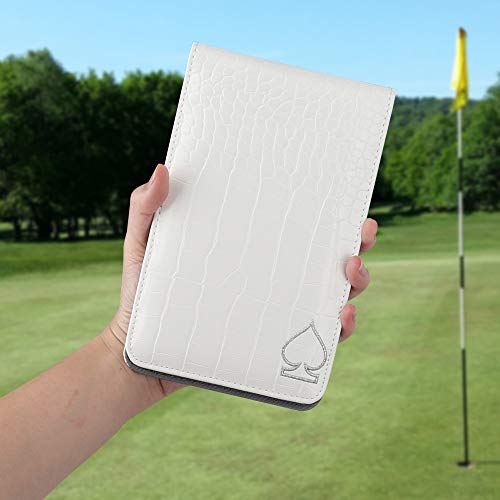White Crocodile Pattern Golf Scorecard Holder and Yardage Book Cover - Custom Name Stitching