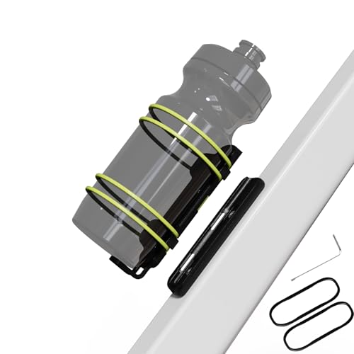 Rcool Quick-Release Magnetic Bike Water Bottle Holder, Sturdy Bike Cup Holder Rack, Bicycle Drink Cage, Secure No-Fall Buckle,with Straps and Screw Tool, Black,for 2.25-3.94" Bottles