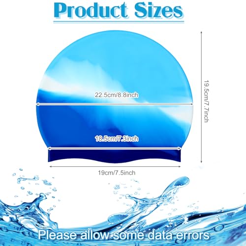 Kids Silicone Swim Cap Long Hair Large Mixed Colors / Tie-Dye (3 Pack) - 4-16 Years