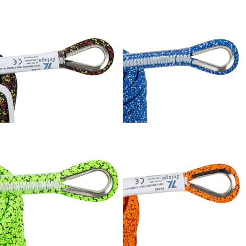 15mm x 125ft Heavy Duty Arborist Climbing Rope with Steel Hook, No-Stretch