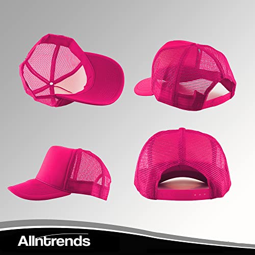 Adult Trucker Hat Smile Face Embroidered Baseball Cap - Neon Pink, One Size