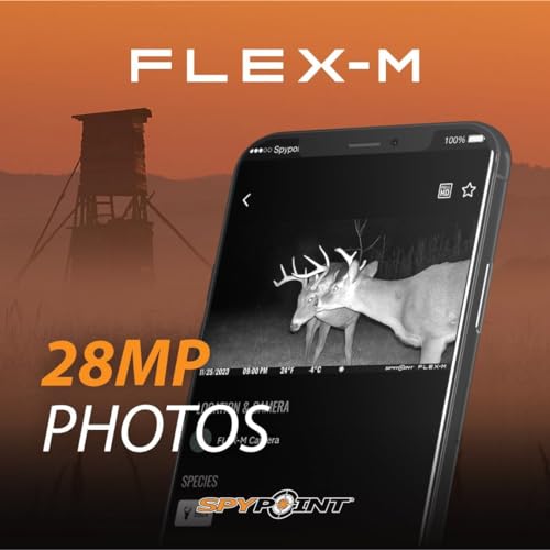 SPYPOINT Flex-M Twin Pack Cellular Trail Cameras - Best Hunting Accessories, No WiFi Needed, GPS, Night Vision, Dual-Sim LTE, IP65 Water-Resistant Game Camera, 28MP Photos, 720p Videos + Sound (2)