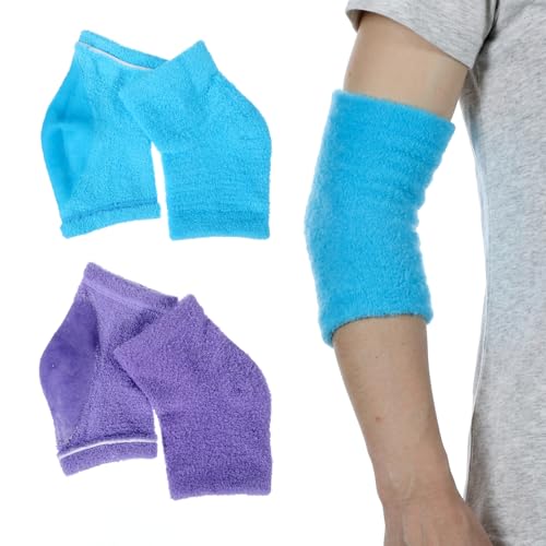 Elbow Moisturizing Sleeve for Dry Skin Relief - 2 Pairs, Blue & Purple
