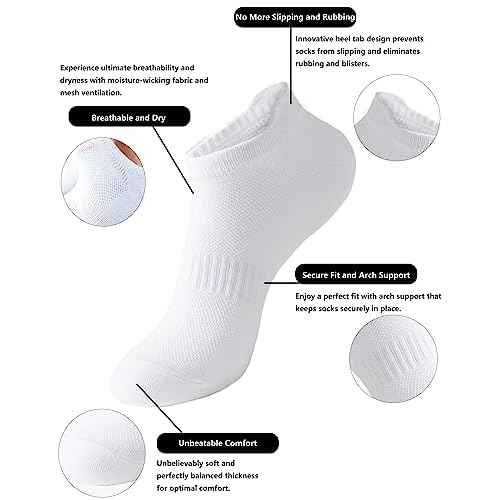 ACCFOD Womens Ankle Socks Athletic Running Low Cut Socks With Tab 6 Pairs
