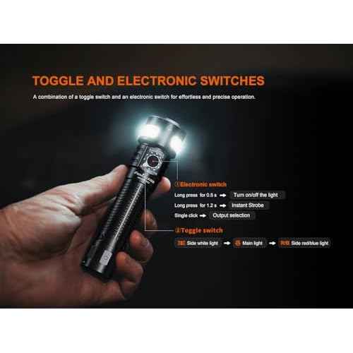 Fenix LD35R 1800 Lumens USB-C Rechargeable Flashlight, with White, Red, and Blue Multi-Color Outputs 360 Degree Illumination and Lumentac Organizer