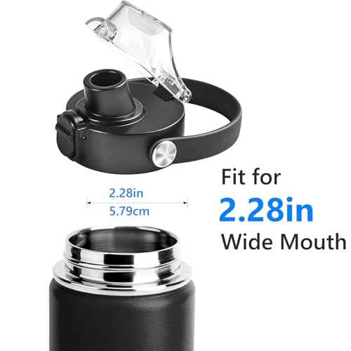 XACIOA Lid for Hydro Flask Wide Mouth, Replacement Lid for Hydroflask 12-64 oz Wide Mouth Bottles, Flip Top for Iron Flask Wide Mouth Bottles with Button Lock & Soft Handle
