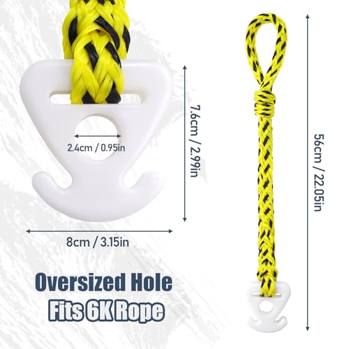 Yellow 2 Pack Boat Tow Rope Connector with Quick Connect - Marine-Grade