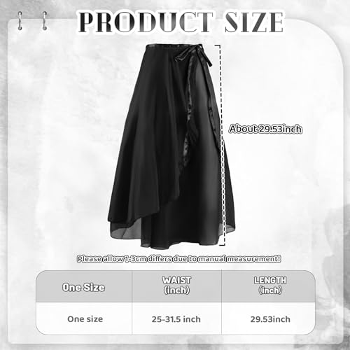 Black Ballet Skirt for Women and Girls - Flowy Long Wrap Dance Skirt