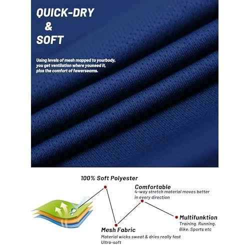 3&5 Pack Mens Athletic Shirts Performance Dry Fit Workout Gym Running Short Sleeve T-Shirt Moisture Wicking