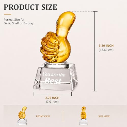 You Are The Best Gold Crystal Thumbs Up Award Trophy - Appreciation Gift