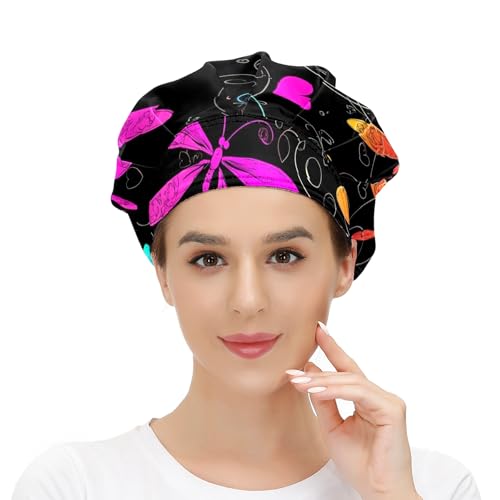 Adjustable Working Cap with Button, Sweatband & Tie Back - Multi Color (Variation of THIS listing: Multi 1)