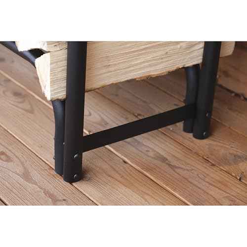 ShelterLogic 4' Adjustable Heavy Duty Outdoor Firewood Rack with Steel Frame Construction and Water-Resistant Cover