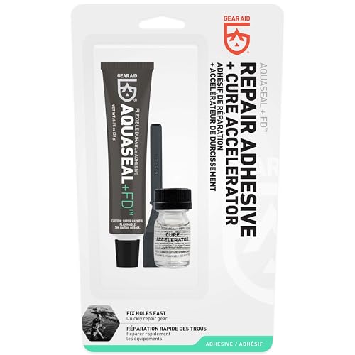 Gear Aid Aquaseal FD Flexible Durable Repair Adhesive and Cure Accelerator, Clear Glue, 0.75 oz