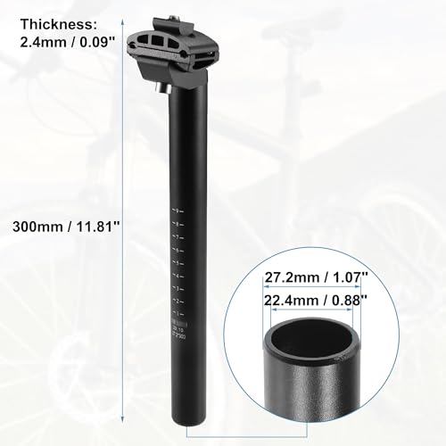 Aluminum Bike Seat Post 300x27.2mm Mountain & Road Bike Saddle Pole