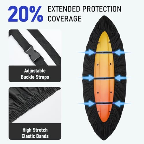 Waterproof Kayak Cover for 9.3-10.5 ft Kayaks - Black, Heavy-Duty Outdoor Storage