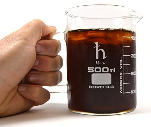 Hand Crafted Beaker Mug 16.9oz Borosilicate Glass Coffee Cup - Large Capacity