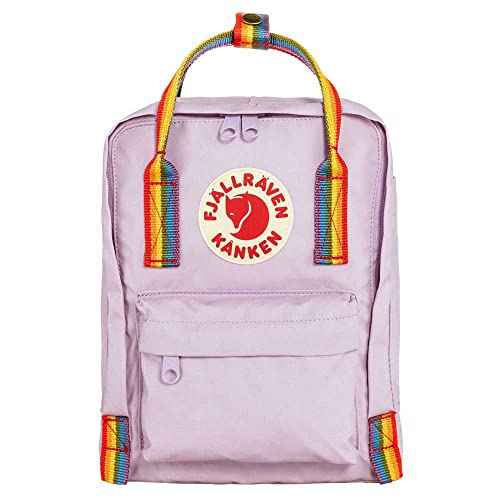 Fj?llr?ven K?nken Rainbow Mini Backpack for Men, and Women - Durable Fabric with Adjustable Shoulder Straps, and Lightweight Backpack Pastel Lavender/Rainbow One Size One Size