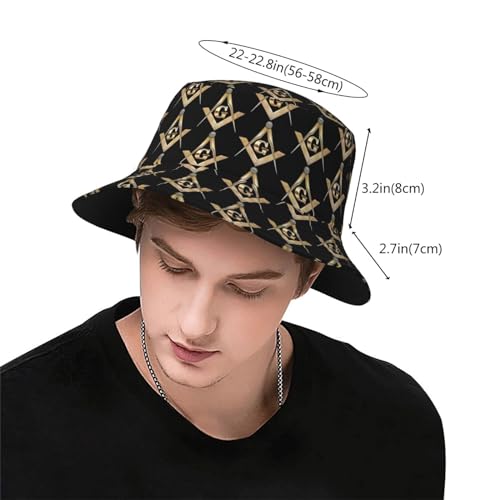 Unisex Masonic Square Bucket Hat for Summer Travel & Outdoor Activities - Packable Sun Protection