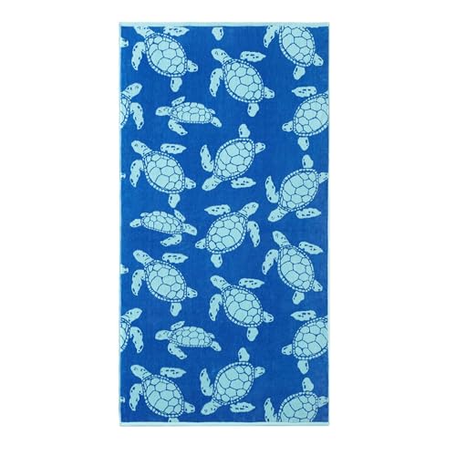 Beach Towel Set 2 Pack Cotton Velour Blue - Oversized, Soft & Absorbent