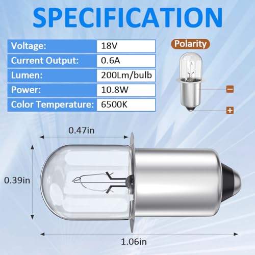18V Xenon Flashlight Bulb 2 Pack for Cordless Worklights and Flashlights