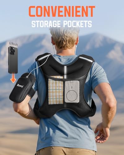 12LB Weighted Vest for Women Men - Reflective Strips & Storage Pocket - Black